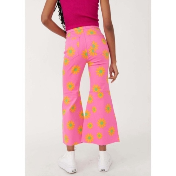 Free People Youthquake Printed Crop Jeans NWT Size 32 - Picture 2 of 6